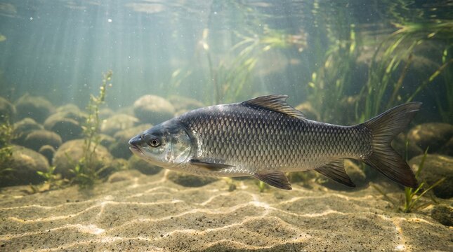 Rohu fish swimming in clear freshwater river.jpg