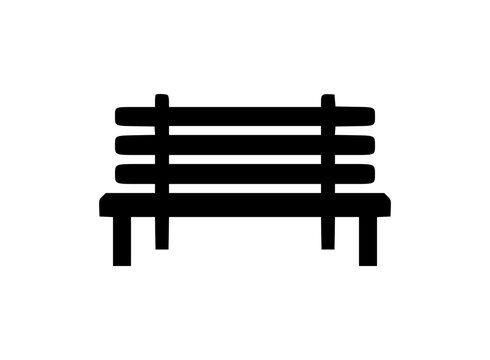Simple black bench icon on white background