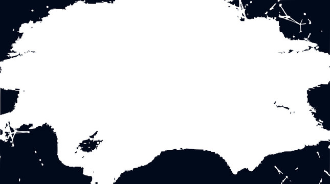Abstract White Blob Shape with Network Connection Points on Dark Blue Background