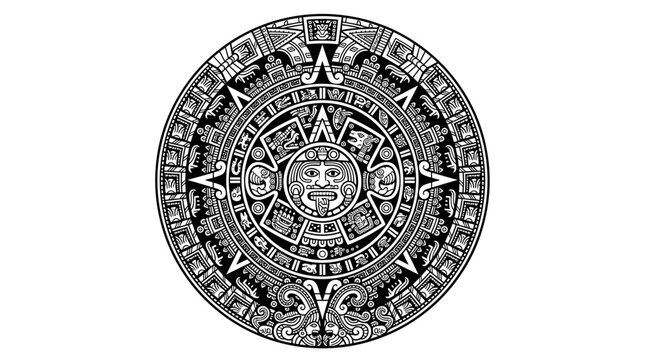 Ancient Aztec Sun Stone Calendar Symbol.