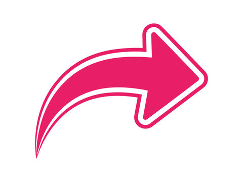 Pink curved arrow icon pointing to the right showing direction or share action