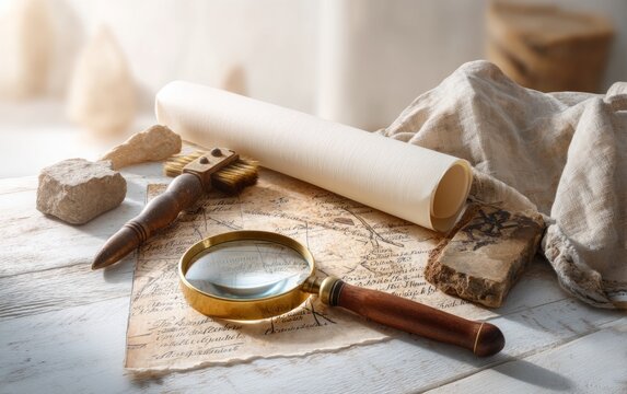 Back to School History Timeline Poster with Magnifying Glass and Scroll