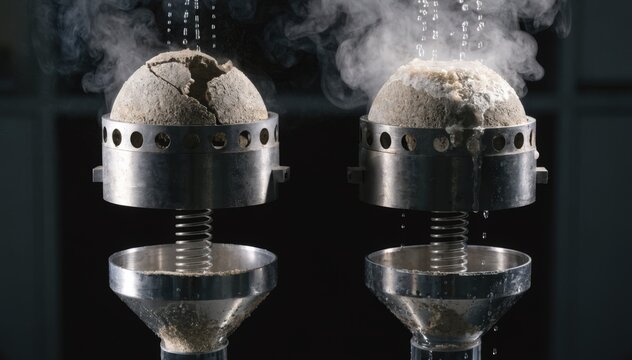Medium shot of laboratory equipment testing selfrepairing properties of refractory materials highlighting experimental analysis and results.