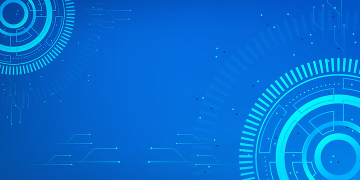 Technology background with digital blue interface hud elements