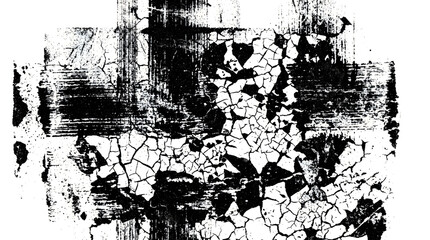 Fototapeta premium Abstract Black Ink Grunge Texture with Splatters and Stains on White Background