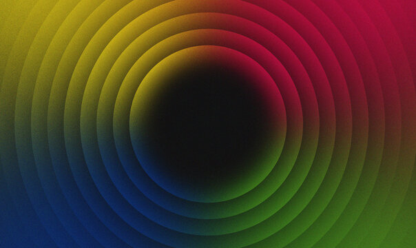 Abstract Concentric Circles Tunnel Background with Colorful Gradient and Grain Texture