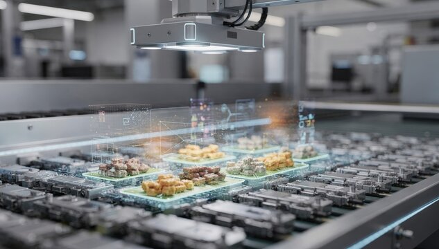 Medium shot capturing AIdriven system identifying color mottle inconsistencies showcasing advanced predictive analytics for root cause classification in production lines.