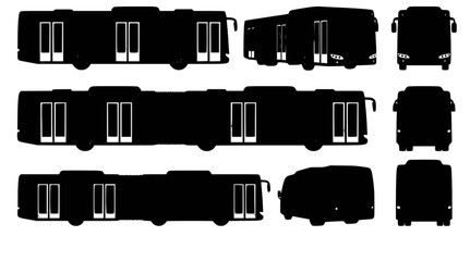 Set of black silhouette train cars and locomotive vehicles in a row Vector © Msttoslima