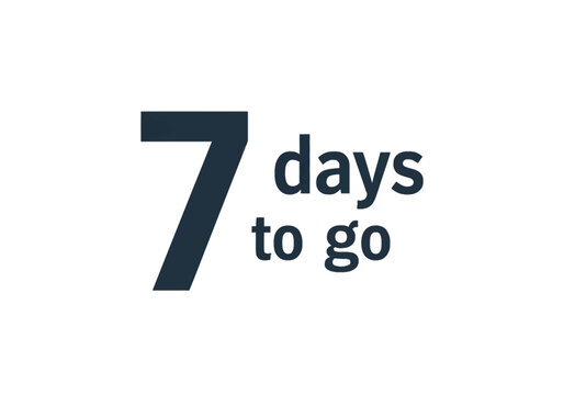 Typographic graphic featuring large number 7 and text 'days to go' in dark navy blue font. Minimalist design on white background for countdowns, schedules, and event reminders.