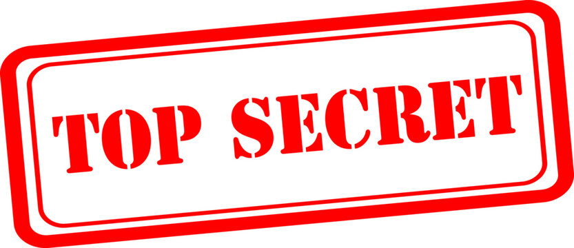 Top secret red stamp for confidential documents and classified information