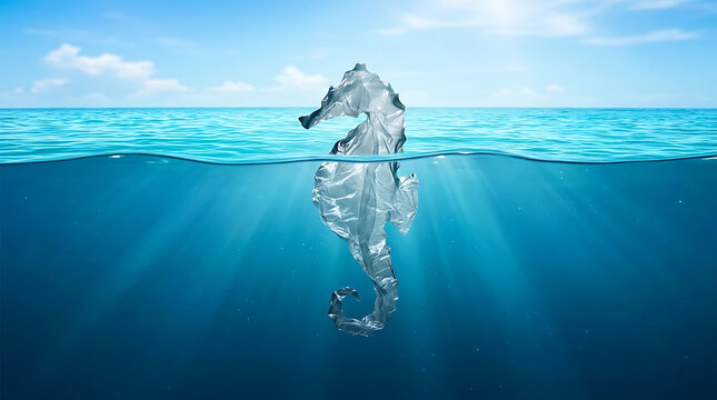 Ocean's Fragile Code Sliced by Plastic A Seahorse's Ghostly Warning of Environmental Damage