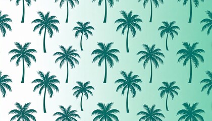 Tropical palm leaves pattern on teal background seamless.