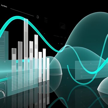 Abstract financial chart with bar graphs and glowing trend lines business analysis statistics investment abstract economics performance visualization technology corporate