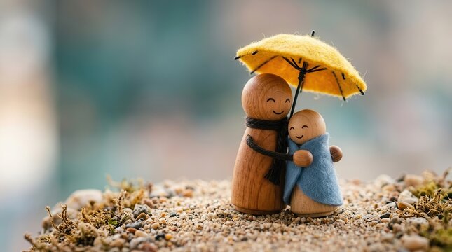 Helping vulnerable people in our communities by sheltering them from the rain with a yellow umbrella.