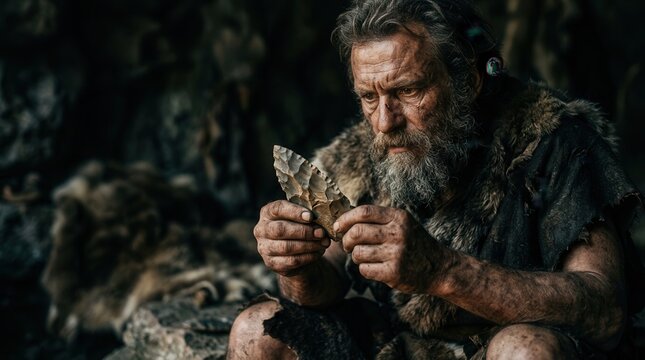 Focused early human studies a primitive stone artifact to demonstrate ancient ingenuity.