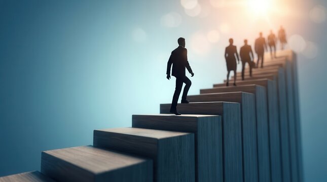 A group of business leaders following a leader during periods of organizational change.