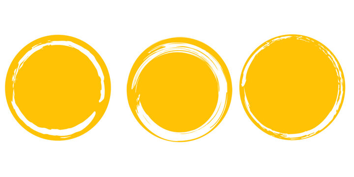Set of round brush sun rough, grunge round stamp vector illustration