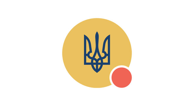 Ukrainian Coat of Arms Symbol in Circle Design.