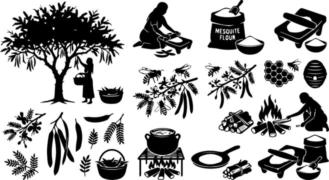Pottery Making Craft Workshop Silhouette Set &ndash; Potter, Clay Bowl, Handcraft Artisan Icons
