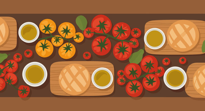 Delicious Mediterranean flatbreads with fresh tomatoes and olive oil.