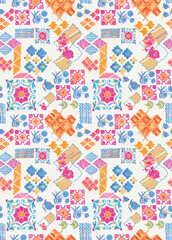 Naklejka premium Mediterranean seamless pattern from Moroccan tiles, Azulejos ornaments. Can be used for wallpaper, pattern fills, web page background,surface textures. Vector 
