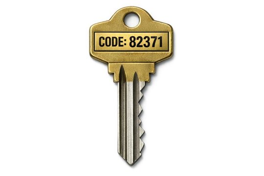 A golden key with an encoded message