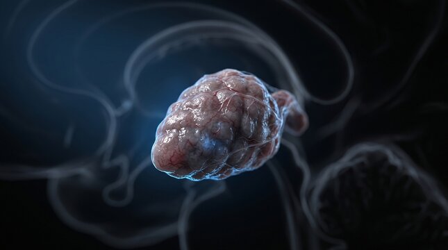 Human appendix organ anatomy model isolated on black