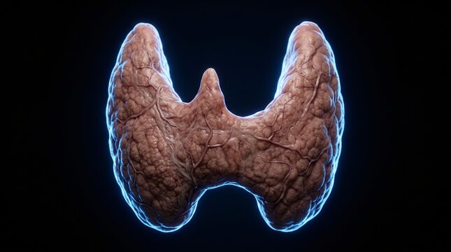 3D Illustration of Human Thyroid Gland Isolated on Black Background