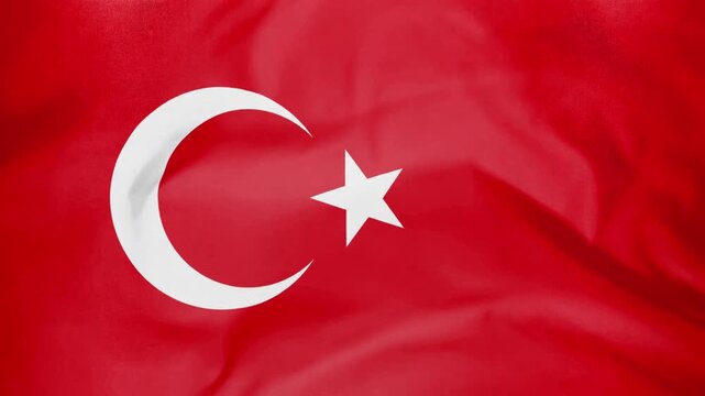 Turkey flag waving in close up cinematic 4k footage motion.