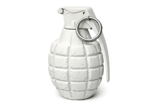 A single white hand grenade on a clean white background