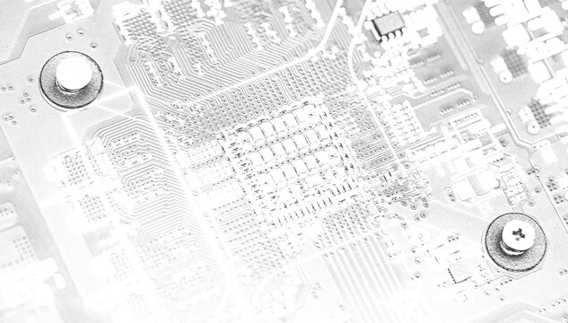 Digital circuit board aerial view with transparent background