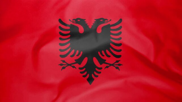 Albania flag video background looped albanian flag waving in wind.
