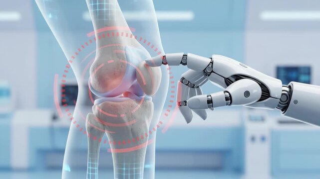 Robotic hand analyzing and treating pain in a human knee joint