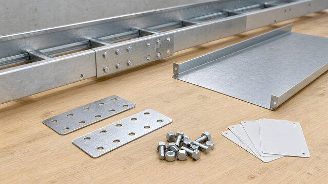 Cable tray ladder splice plate kit with blank service cards