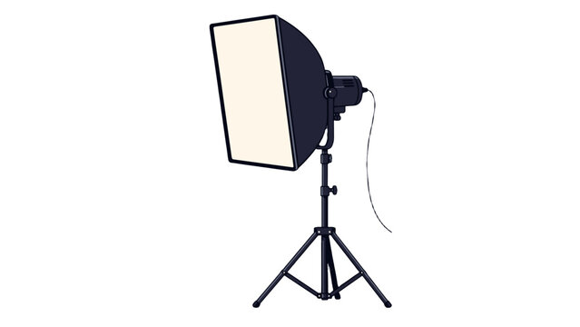 Studio softbox light on tripod stand color icon