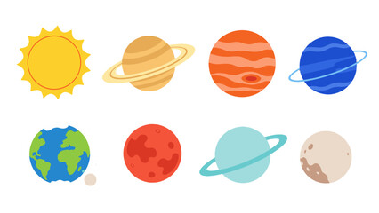 Flat vector set of sun and planets in the solar system © icon_art