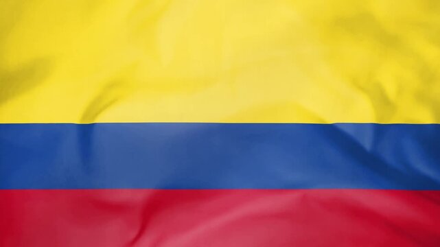 Colombia flag waving in slow motion cinematic video footage.