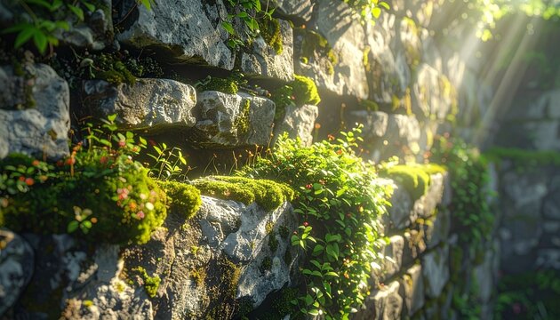 Serene forest stream flowing through lush greenery and mossy rocks.