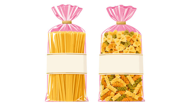 Two pasta packages with blank labels isolated on white