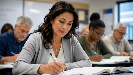 Fototapeta premium Adult education class diverse students learning
