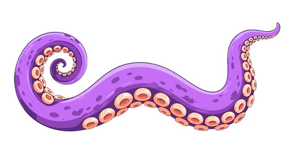 Curled purple octopus tentacle with suction cups vector illustration © icon_art