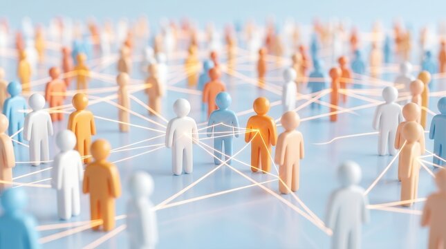 Digital societal context showing interconnected individuals and the power of teamwork.