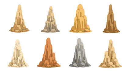 Cartoon cave stalagmite rock formations set isolated on white © icon_art
