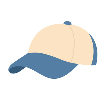 Soft flat vector baseball cap in beige and blue for summer outfits.