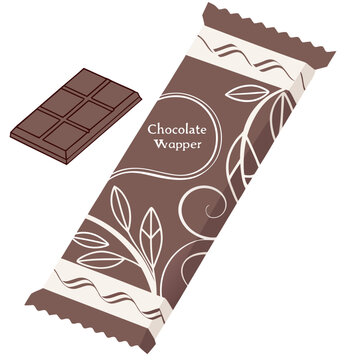 Chocolate wapper bar with decorative wrapper and leaf design chocolate bar
