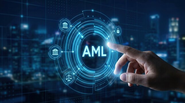 A conceptual view of Anti Money Laundering AML compliance and regulatory data monitoring.