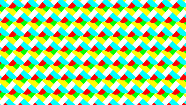 Close-up of colorful geometric pattern with vibrant repeating shapes and bright hues