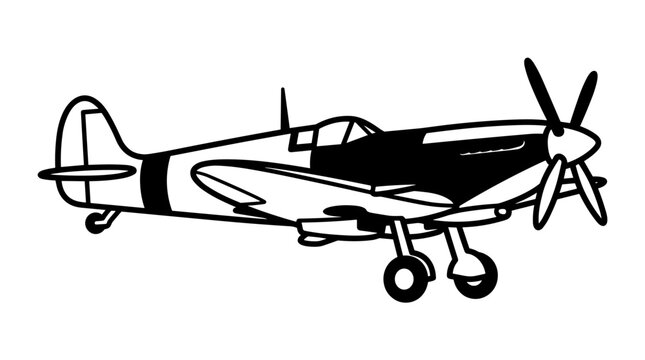 Classic Spitfire Airplane Illustration.