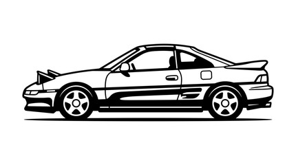 Fototapeta premium Classic Sports Car Silhouette with Pop Up Headlights.