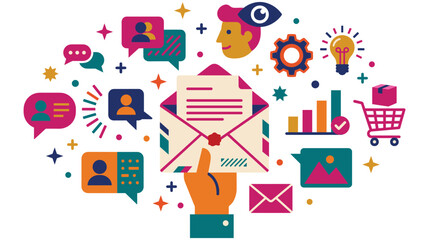 Naklejka premium Colorful flat design email marketing and business communication concept.